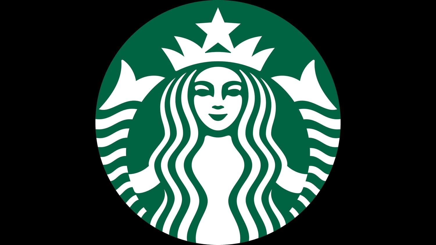 Starbucks brand mark on a deep green background