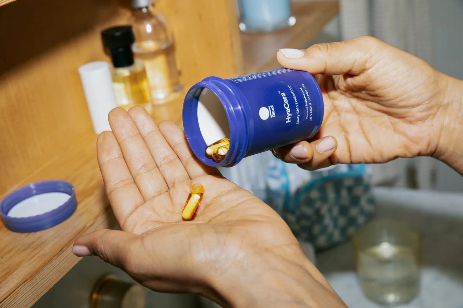 Ritual products photographed in a sunlit Los Angeles home